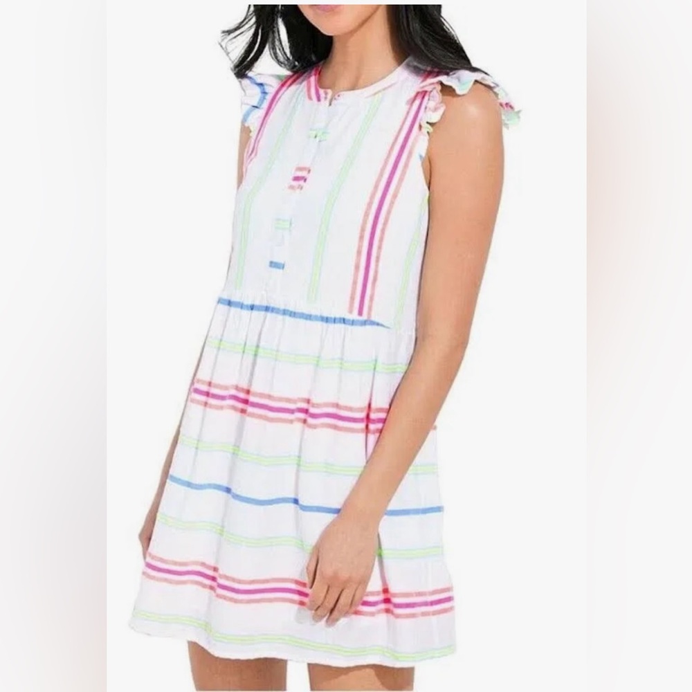 Vineyard Vines White Multi-Striped Mini Dress